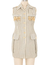 Romeo Gigli Beaded Fringe Striped Vest Top arcadeshops.com