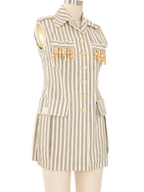 Romeo Gigli Beaded Fringe Striped Vest Top arcadeshops.com