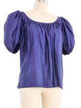 Yves Saint Laurent Sateen Puff Sleeve Blouse Top arcadeshops.com