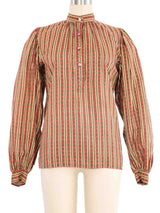 Yves Saint Laurent Geometric Printed Silk Blouse Top arcadeshops.com