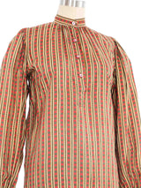 Yves Saint Laurent Geometric Printed Silk Blouse Top arcadeshops.com