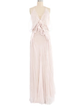 Sonia Rykiel Blush Silk Chiffon Rosette Gown Dress arcadeshops.com