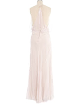 Sonia Rykiel Blush Silk Chiffon Rosette Gown Dress arcadeshops.com