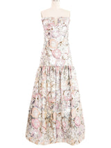 Arnold Scaasi Metallic Drop Waist Gown Dress arcadeshops.com
