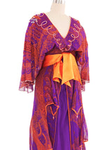 Zandra Rhodes Purple Silk Hand Painted Gown Dress arcadeshops.com