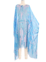 Zandra Rhodes Embellished Turquoise Chiffon Caftan Dress arcadeshops.com