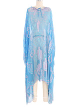 Zandra Rhodes Embellished Turquoise Chiffon Caftan Dress arcadeshops.com