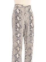 2000 Gucci Snake Printed Leather Trousers