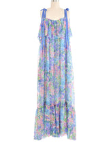 1970s Christian Dior Floral Silk Chiffon Dress Dress arcadeshops.com