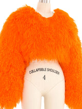 Orange Mongolian Fur Cropped Jacket