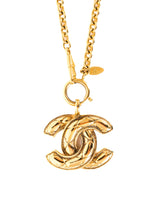 Chanel Quilted Logo Pendant Necklace Jewelry arcadeshops.com