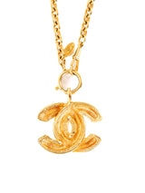 Chanel Quilted Logo Pendant Necklace Jewelry arcadeshops.com