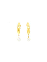 1993 Chanel Pearl Drop Hoop Earrings Jewelry arcadeshops.com