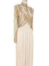 Bob Mackie Fully Beaded Illusion Bodice Gown Dress arcadeshops.com