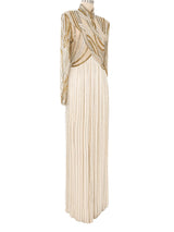 Bob Mackie Fully Beaded Illusion Bodice Gown Dress arcadeshops.com