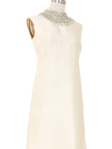 Crystal Collar Ivory Silk Gown Dress arcadeshops.com