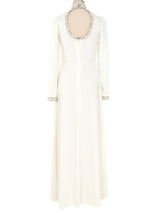 Crystal Accented Open Back Jersey Gown Dress arcadeshops.com