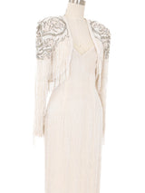 Stephen Yearick Beaded Gown and Fringed Jacket Ensemble Dress arcadeshops.com