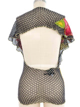 Jean Paul Gaultier Silk Flower Applique Mesh Halter Top
