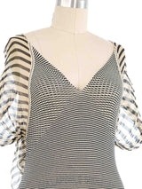 Jean Paul Gaultier Chiffon Halter Striped Knit Top