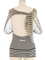 Jean Paul Gaultier Chiffon Halter Striped Knit Top