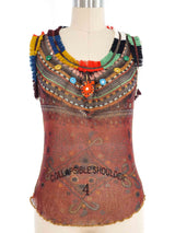 1994 Jean Paul Gaultier Shisha Mirror Embroidery Print Mesh Top Top arcadeshops.com