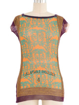 Jean Paul Gaultier Multi Print Square Neck Mesh Top