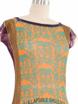 Jean Paul Gaultier Multi Print Square Neck Mesh Top