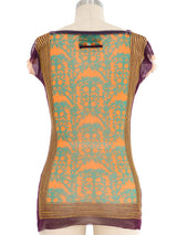 Jean Paul Gaultier Multi Print Square Neck Mesh Top