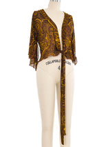 Jean Paul Gaultier Soliel Tribal Print Mesh Wrap Top