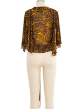 Jean Paul Gaultier Soliel Tribal Print Mesh Wrap Top