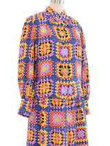 1970s Valentino Crochet Printed Skirt Ensemble Suit arcadeshops.com