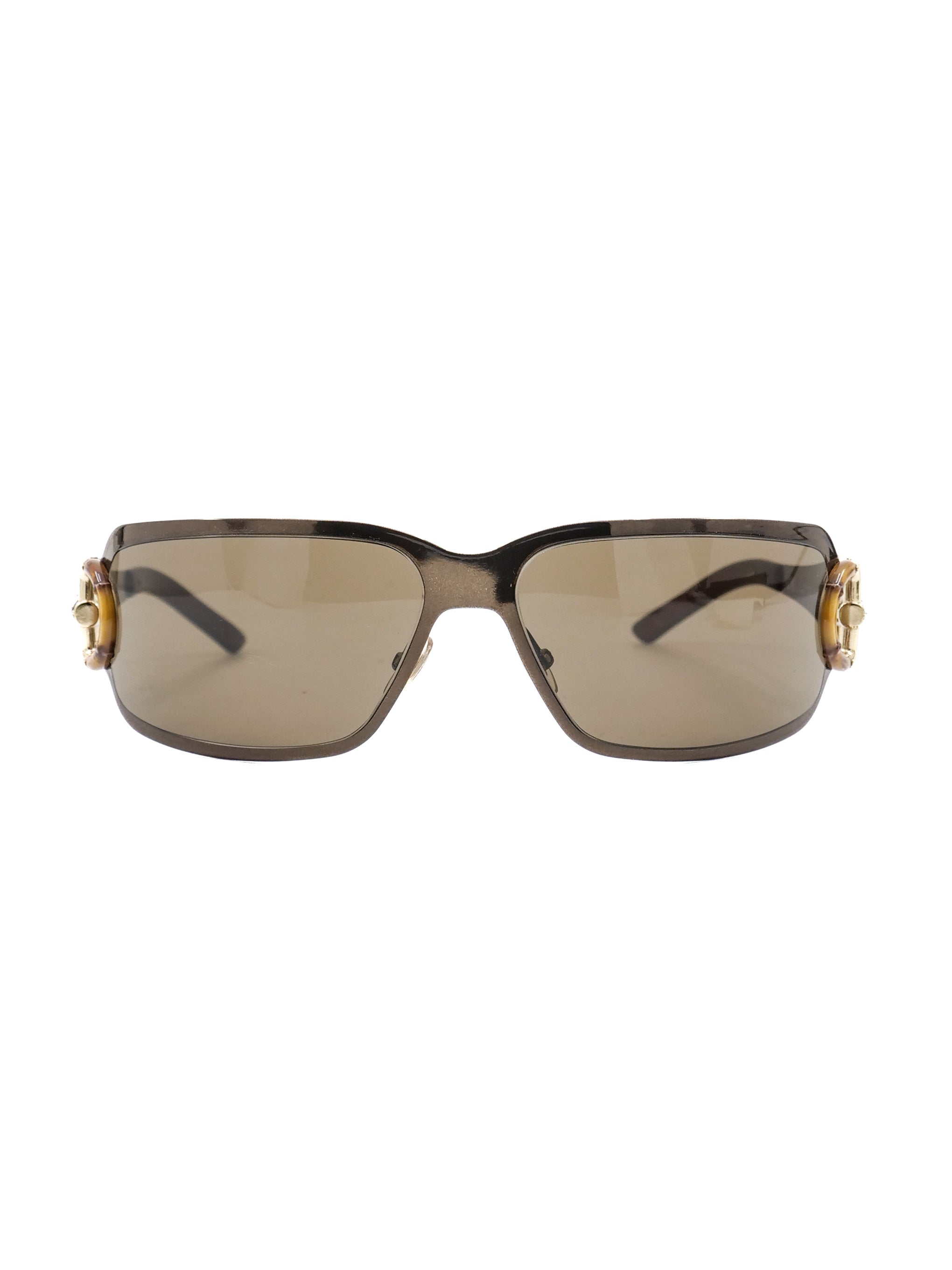 Gucci Bamboo Accented Wraparound Sunglasses