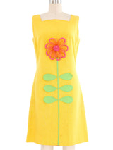 1960's Flower Applique Shift Dress Dress arcadeshops.com