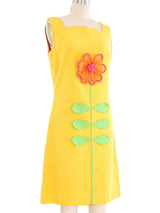 1960's Flower Applique Shift Dress Dress arcadeshops.com