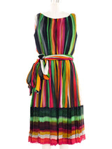 Galanos Multicolor Chiffon Watercolor Stripe Dress Dress arcadeshops.com