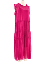 Fuzzi Fuchsia Tiered Mesh Dress Dress arcadeshops.com