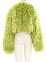 Green Mongolian Fur Cropped Jacket Jacket arcadeshops.com