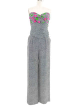 Vicky Tiel Ruched Dot Print Silk Pant Ensemble Suit arcadeshops.com