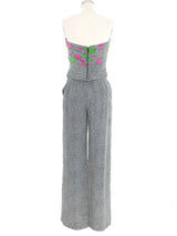 Vicky Tiel Ruched Dot Print Silk Pant Ensemble Suit arcadeshops.com