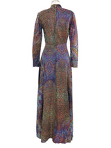 Long Sleeve Multicolor Dot Printed Jersey Gown Dress arcadeshops.com