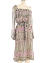 Miu Miu Floral Silk Dress Dress arcadeshops.com