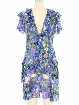 Roberto Cavalli Silk Cut Out Floral Mini Dress Dress arcadeshops.com
