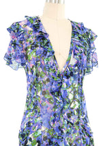Roberto Cavalli Silk Cut Out Floral Mini Dress Dress arcadeshops.com