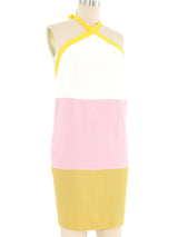 Jean Varon Colorblock Panel Halter Dress Dress arcadeshops.com