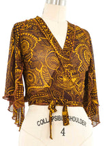 Jean Paul Gaultier Soleil Tribal Print Mesh Wrap Top Top arcadeshops.com