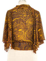 Jean Paul Gaultier Soleil Tribal Print Mesh Wrap Top Top arcadeshops.com