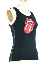 Chrome Hearts Rolling Stones Leather Patch Tank Top arcadeshops.com