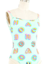 1997 Chanel Watercolor Logo One Piece Bathing Suit Suit arcadeshops.com