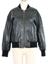 Chain Accented Leather Bomber
